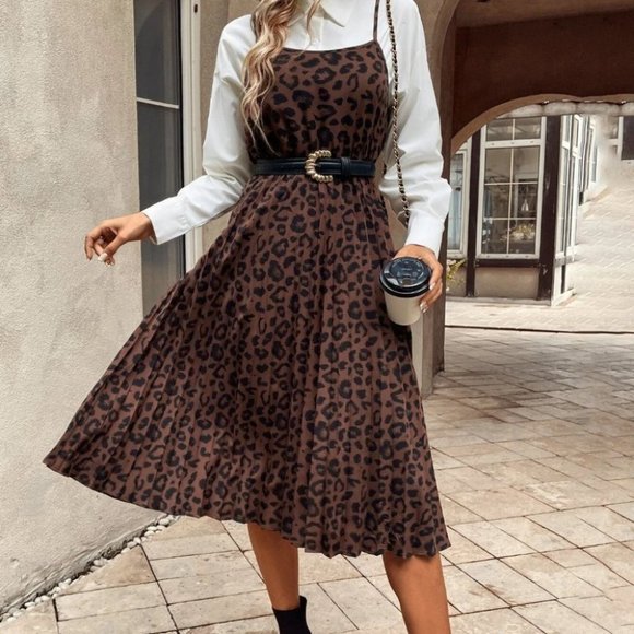 Brown Womens leopard Print Cami Dress - Picture 3 of 3